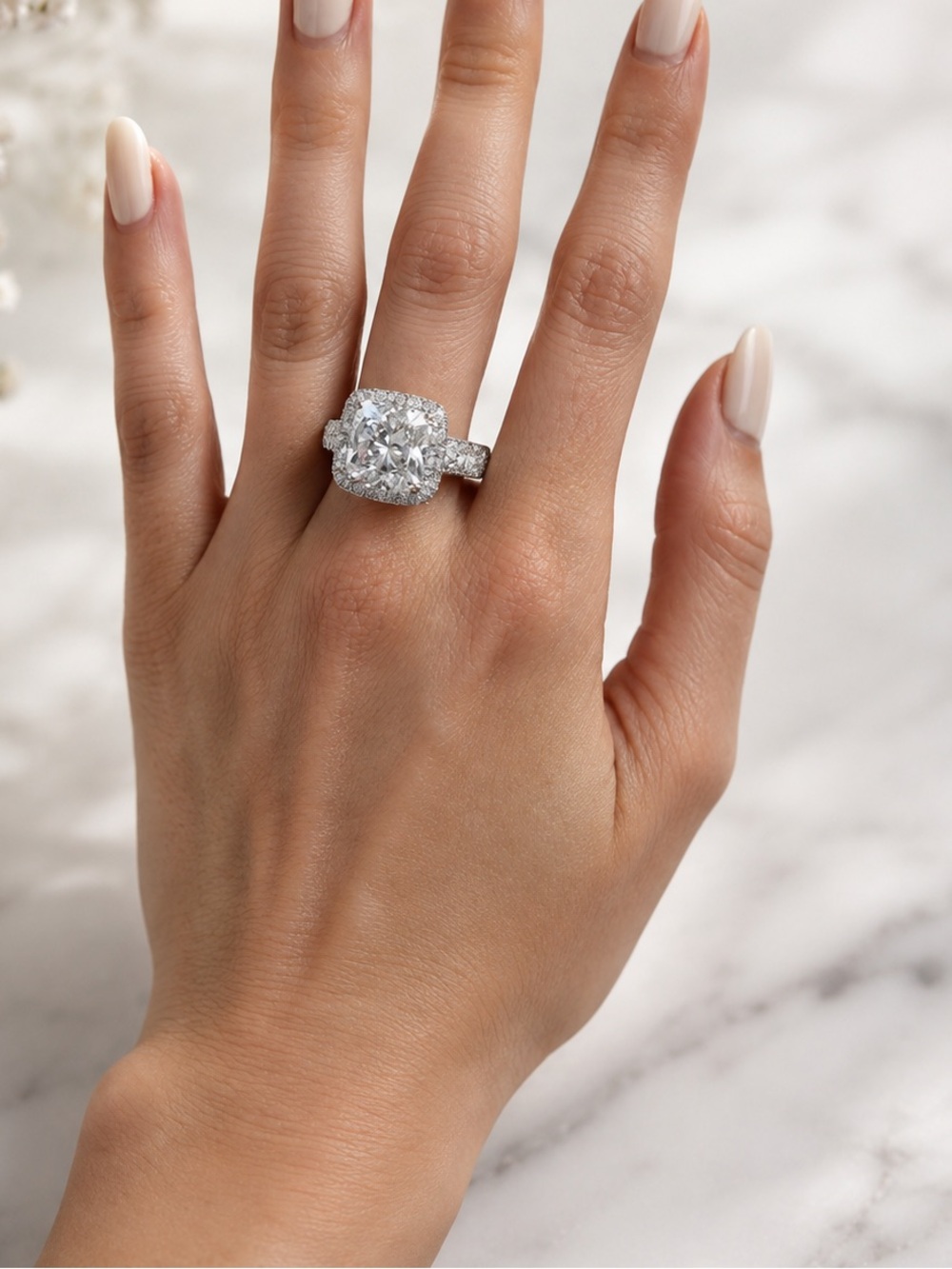 Sterling silver CZ engagement ring square pave sz9